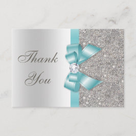 Teal Faux Bow Silver Diamonds Tack Kort