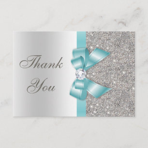Teal Faux Bow Silver Diamonds Tack Kort