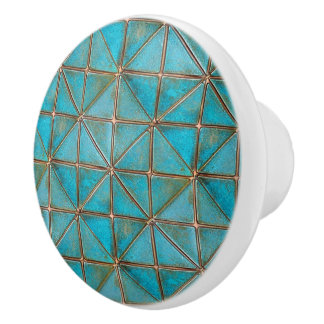 Teal faux-copper patina X-pattern aged texture Knopp