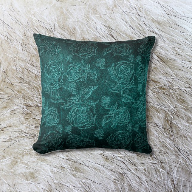 Teal Faux Embossed Ro Leather Kudde (Skapare uppladdad)