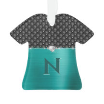 Teal Faux Metall Glam Upholmamand och Monogram