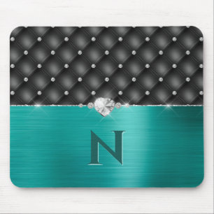 Teal Faux Metall Glam Upholmamand och Monogram Mou Musmatta