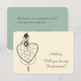Teal Feather Dreamcatcher Bridesmaid Inbjudningar