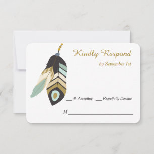 Teal Feather Dreamcatcher Bröllop OSA Kort