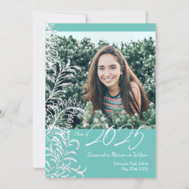 Teal Ferns Vintage Photo Studenten Inbjudningar