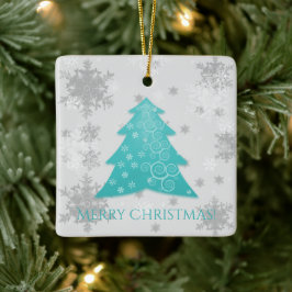 Teal Festive Julgran Ceramic Ornament