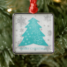 Teal Festive Julgran Ceramic Ornament