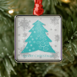Teal Festive Julgran Ceramic Ornament