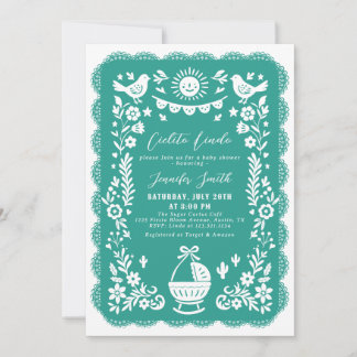 Teal Fiesta Cielito Lindo Baby Shower Inbjudningar