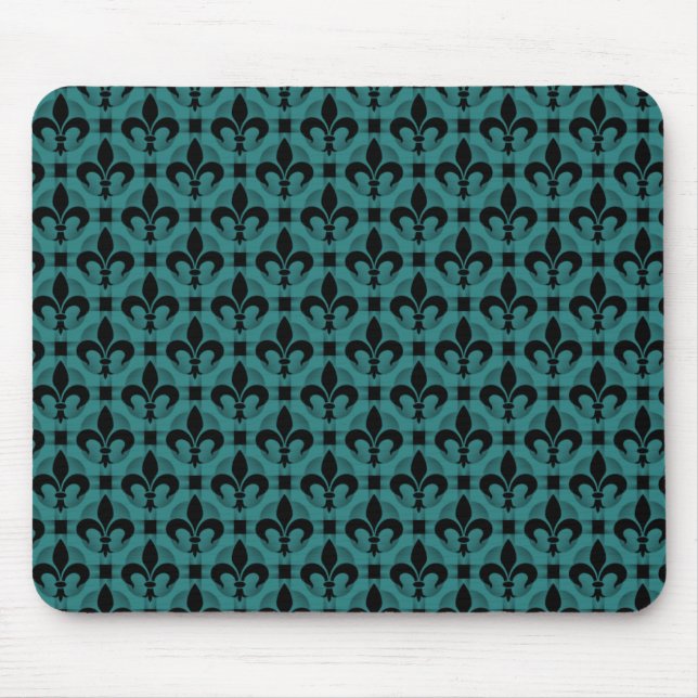 Teal Finare Fleur de lis Mousepad Musmatta (Framsidan)