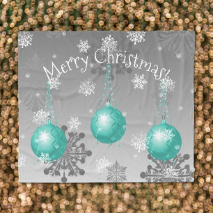 Teal Finare jul Ornament Fleece Blanket