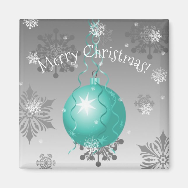 Teal Finare jul Ornament Magnet (Framsidan)