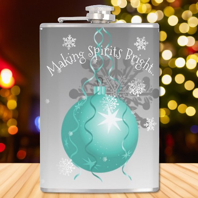 Teal Finare jul Ornamet Flask Fickplunta (Teal Fancy Christmas Ornament Flask)