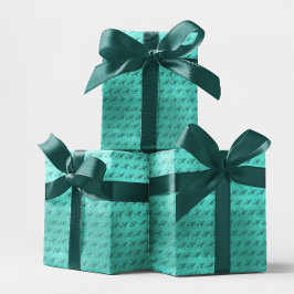 Teal Finare Monogram Shiny Turquise Faux Foil Presentpapper