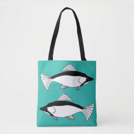 Teal Fish Hand-draw Salmon Tygkasse