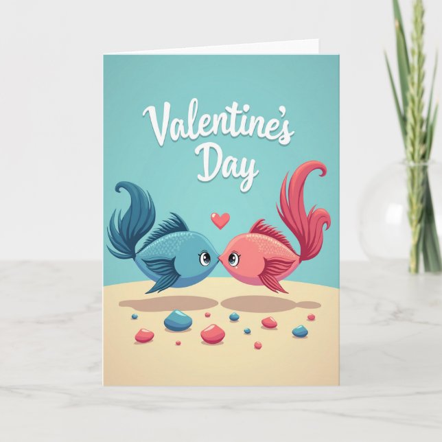 Teal Fish Valentine Love Card Kort (Framsida)