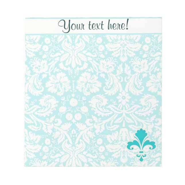 Teal Fleur de lis Anteckningsblock (Framsida)