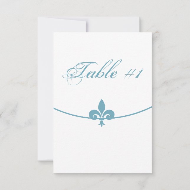 Teal Fleur de Lis mottagningsbordskort Inbjudningar (Framsida)