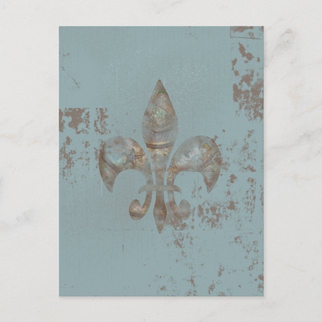 Teal Fleur De lis Vykort (Framsida)