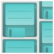 Teal Floppy Disk Mönster Fabric