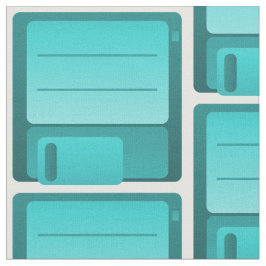 Teal Floppy Disk Mönster Fabric Tyg