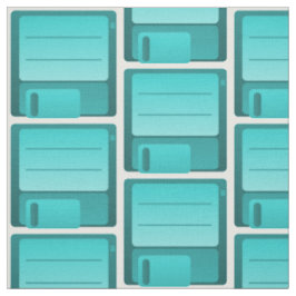 Teal Floppy Disk Mönster Fabric Tyg