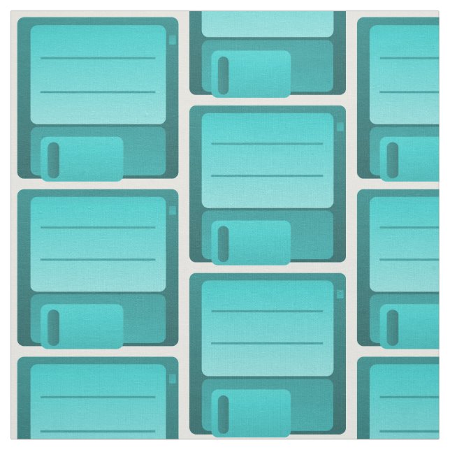 Teal Floppy Disk Mönster Fabric Tyg (Provkarta)