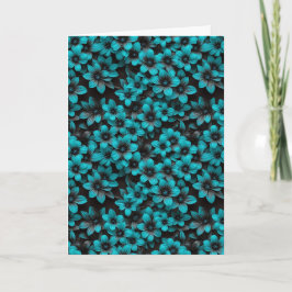 Teal Floral Birthday Card Kort