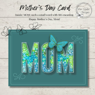 Teal Floral Mother’s Day Card with Butterfly  Kort