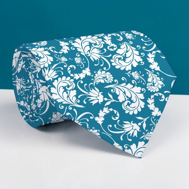 Teal Floral Pattern Custom Necktie Slips (Skapare uppladdad)