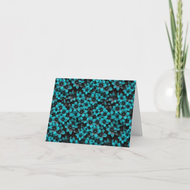 Teal Floral Thank You Card Tack Kort (Framsida)
