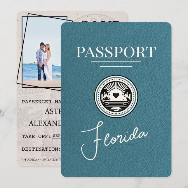 Teal Florida Passport Spara datum Datumet (Fram/baksida)