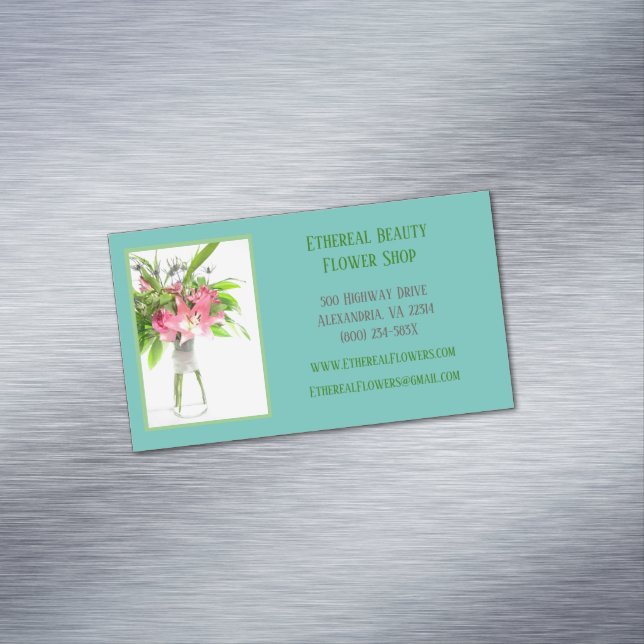 Teal Florist Magnetiska Visitkort (In Situ)
