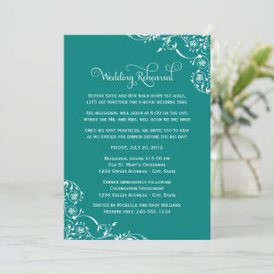 Teal Flourish Bröllopsrepetition Inbjudningar