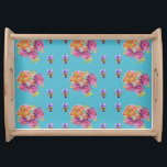 Teal Flowers vid Blommigten shabby chic Rosor Ro Frukostbricka<br><div class="desc">Shabby chic Rosor Ro Blommigt Teal Flowers betjänar fack. Jag målade med vackra,  ursprungliga vattenfärger från blommorna i min egen trädgård. Det här är en must för vilken trädgård eller blomma som helst älskare!</div>