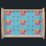 Teal Flowers vid Blommigten shabby chic Rosor Ro Frukostbricka<br><div class="desc">Shabby chic Rosor Ro Blommigt Teal Flowers betjänar fack. Jag målade med vackra,  ursprungliga vattenfärger från blommorna i min egen trädgård. Det här är en must för vilken trädgård eller blomma som helst älskare!</div>