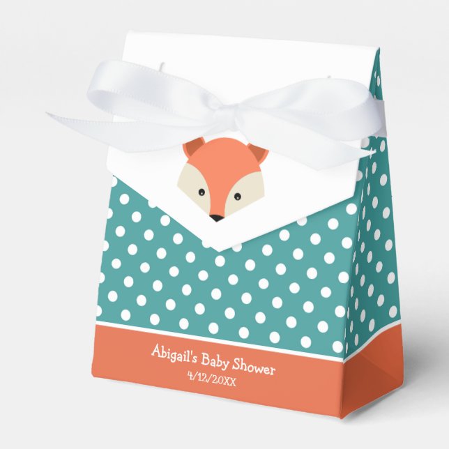 Teal Fox Baby Shower Pojke Favoritbox Presentaskar (Framsidan Sidan)