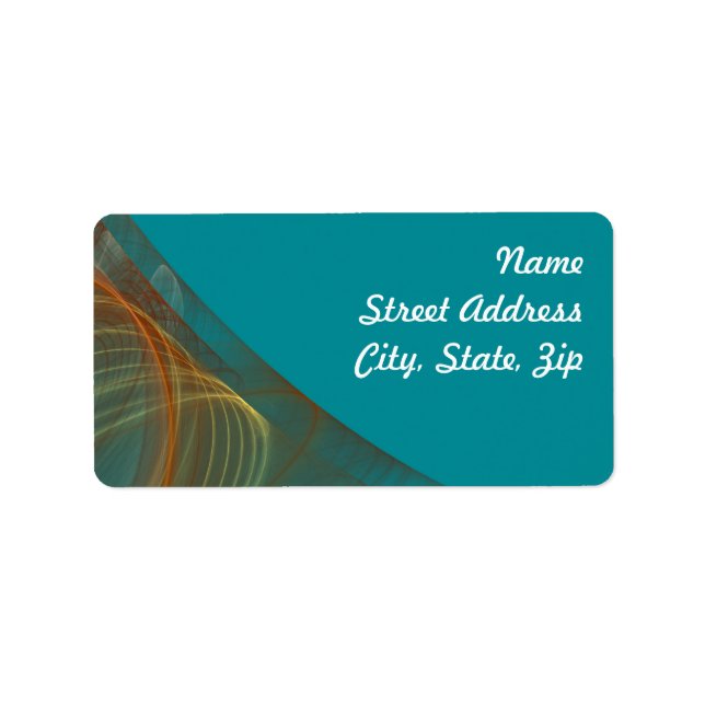 Teal Fractal Background Adress Sticker Adressetikett (Framsidan)
