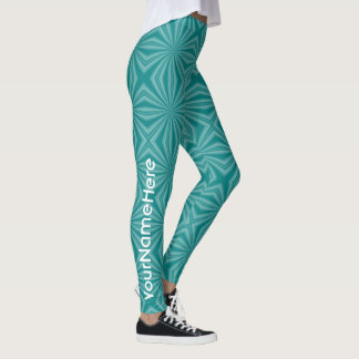 Teal fraktaldesign  leggings