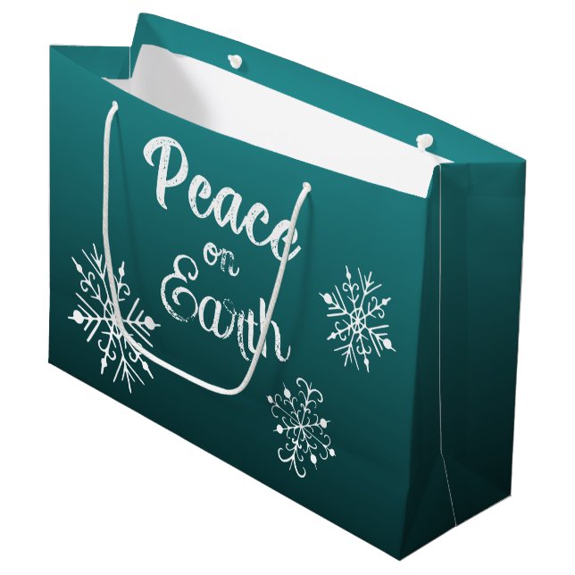Teal Fred På Jorden Julklappspåse (Framsidan Vinklad)