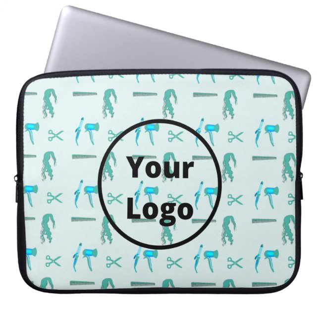 Teal frisör business mönster laptop fodral (Framsidan)