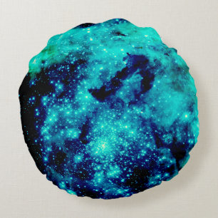 Teal Galaxy Rund Kudde