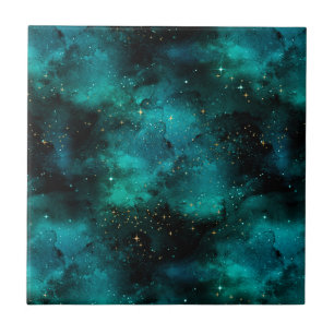 Teal Galaxy Series Design 1 Kakelplatta