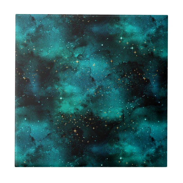 Teal Galaxy Series Design 1 Kakelplatta (Framsidan)