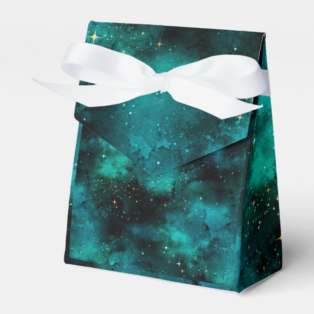 Teal Galaxy Series Design 1 Tote Bag Presentaskar (Framsidan Sidan)