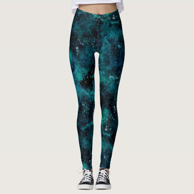 Teal Galaxy Series Design 4  Leggings (Framsida)