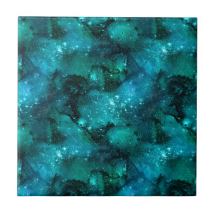 Teal Galaxy Series Design 6   Kakelplatta