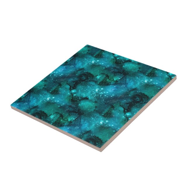 Teal Galaxy Series Design 6  Kakelplatta (Sidan)