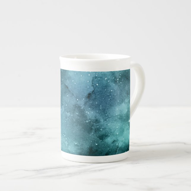 Teal Galaxy Series Design 7 Benporslin Mugg (Framsida höger)