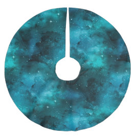 Teal Galaxy Series Design 7 Julgransmatta Borstad Polyester